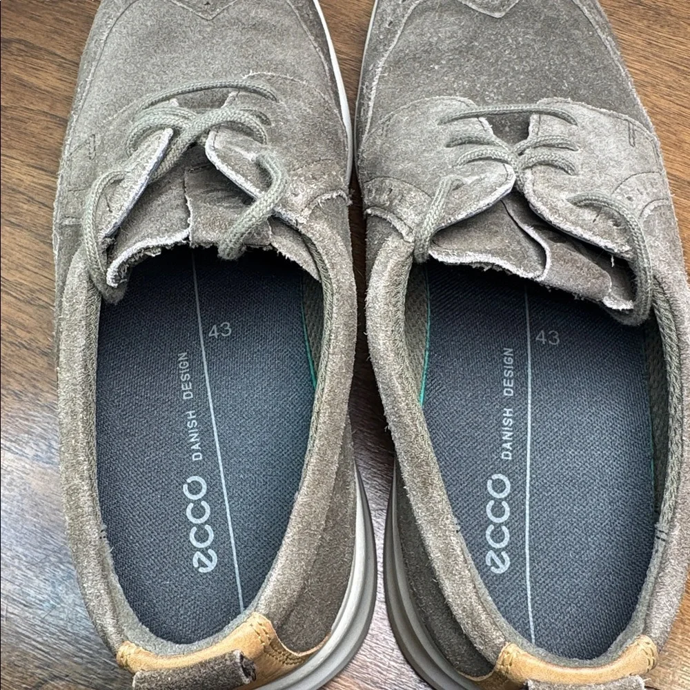 Ecco Mens Hybrid Wingtip Tie Suede Oxford Shoes Sneakers, Grey Brown, sz 43 / 9